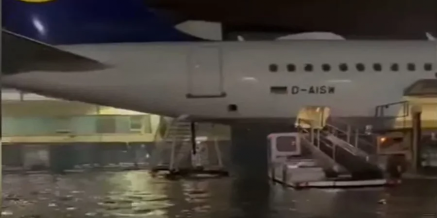 Frankfurt Havalimanı sular altında kaldı